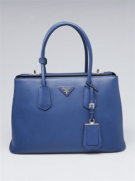 PRADA Saffiano Cuir Twin Tote Bleuette 